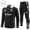 Sudadera De Entrenamiento Manchester United Cremallera De Cuarto 2024-25 Negra - Niño